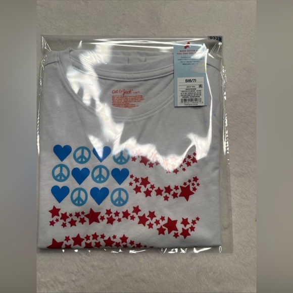 Cat and Jack Girls Size Shirt 4th of July Stars Red Blue White choose your size👇 - Picture 3 of 10